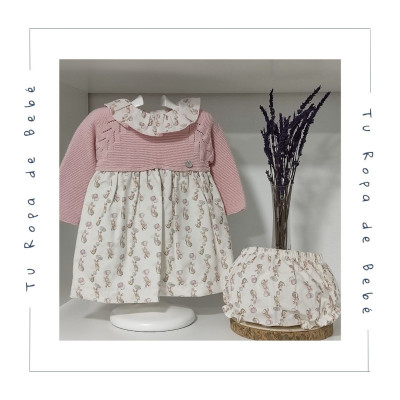 COLECCIÓN INVIERNO. Vestido con braga bebé niña BUNNY LOVE Pangasa Baby