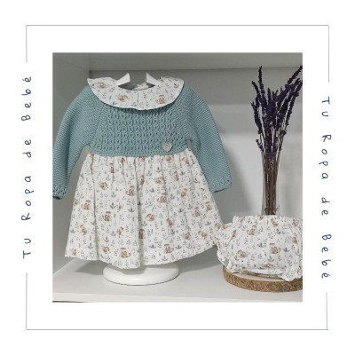 COLECCIÓN INVIERNO. Vestido con braga bebé niña ZAFIRO Pangasa Baby