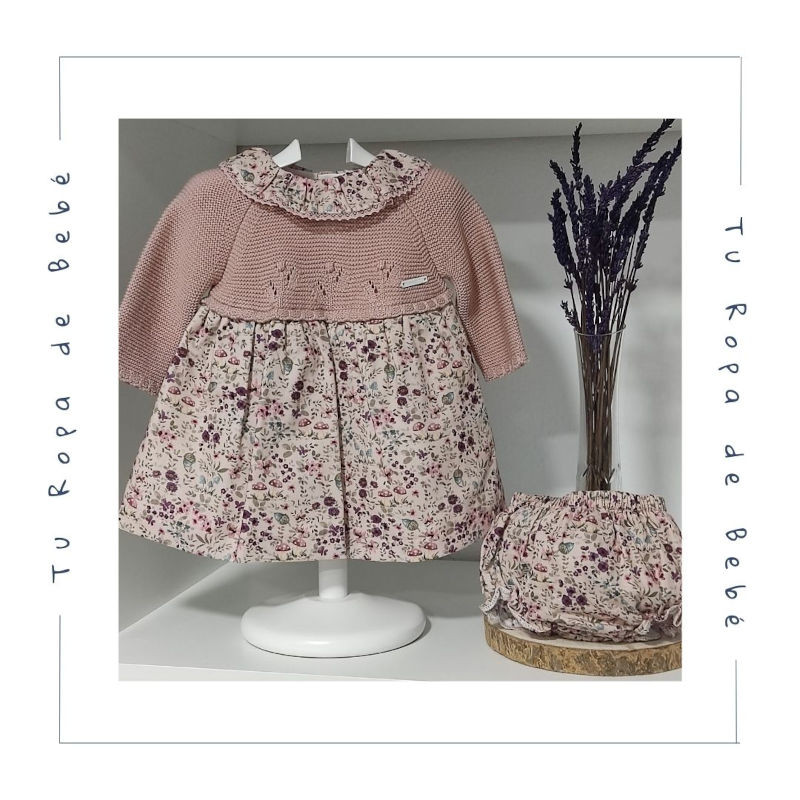 COLECCIÓN INVIERNO. Vestido con braga bebé niña VINTAGE Pangasa Baby