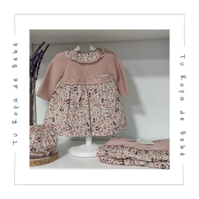 COLECCIÓN INVIERNO. Vestido con braga bebé niña VINTAGE Pangasa Baby