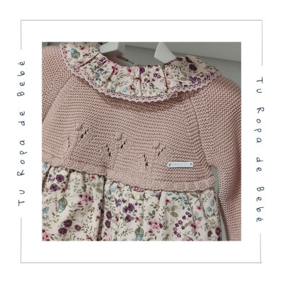COLECCIÓN INVIERNO. Vestido con braga bebé niña VINTAGE Pangasa Baby