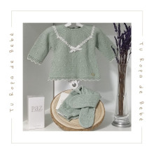 Conjunto de polaina, color verde menta/blanco. Temporada Verano. Colección Aperta. Marca Paz Rodríguez.