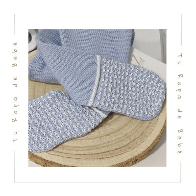 COLECCIÓN INVIERNO. Conjunto polaina azul bebé niño DULZURA Paz Rodríguez