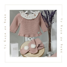 Conjunto de polaina para bebé en color rosa vintage. Marca Pangasa Baby. Temporada Invierno.