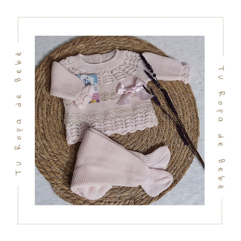Conjunto de polaina para bebé en rosa y maquillaje. Marca Juliana. Temporada Verano.