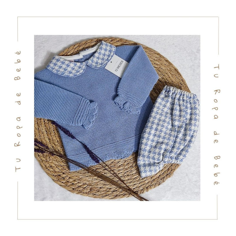 Conjunto de ranita para bebé en color cielo. Marca Juliana. Temporada Invierno.