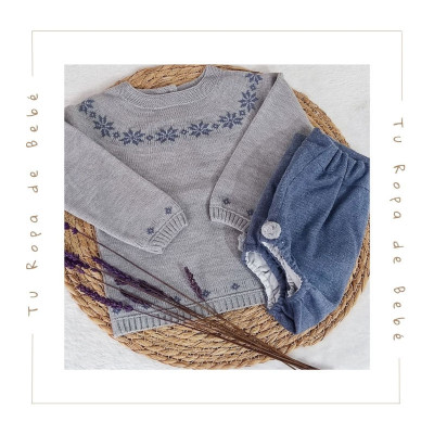 Conjunto de ranita para bebé en color gris/azulón. Marca Granlei. Temporada Invierno.