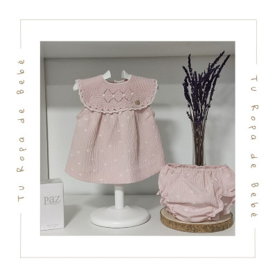 COLECCIÓN VERANO. Vestido con braguita bebé niña PROMESA Paz Rodríguez