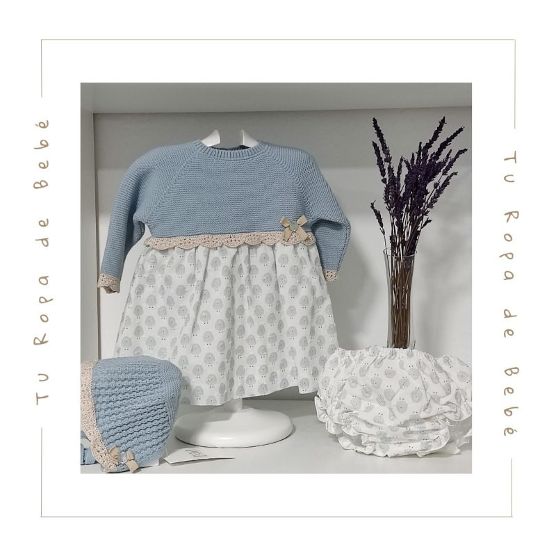 COLECCIÓN INVIERNO. Vestido con braga bebé niña SOÑO Paz Rodríguez