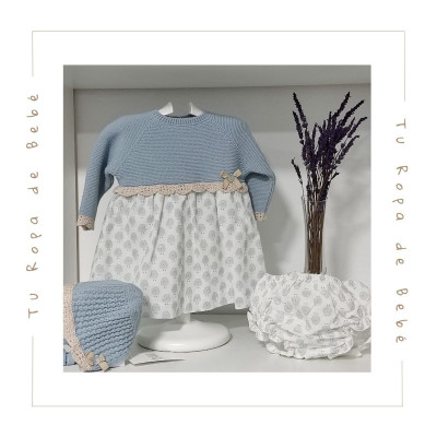 COLECCIÓN INVIERNO. Vestido con braga bebé niña SOÑO Paz Rodríguez