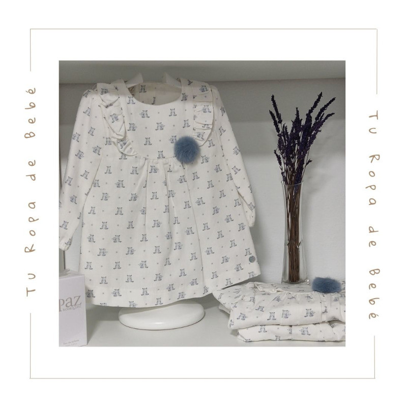 COLECCIÓN INVIERNO. Vestido estampado braga bebé niña TEDDY Paz Rodríguez