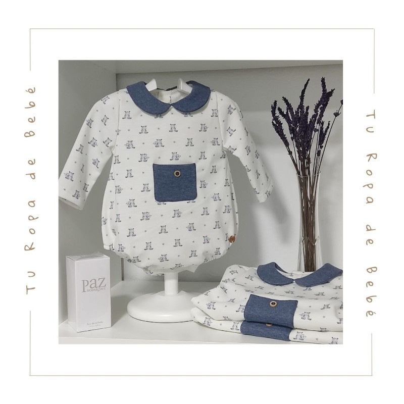 COLECCIÓN INVIERNO. Pelele corto bebé niño TEDDY Paz Rodríguez