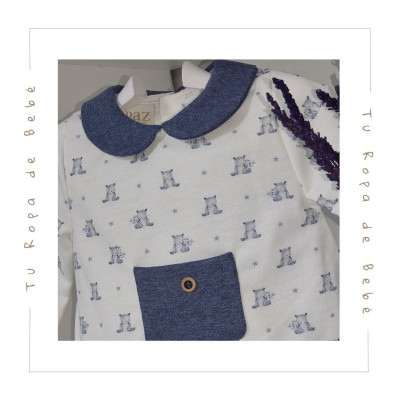 COLECCIÓN INVIERNO. Pelele corto bebé niño TEDDY Paz Rodríguez