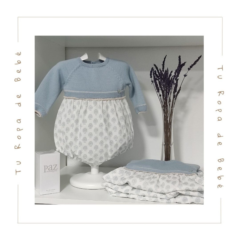 COLECCIÓN INVIERNO. Pelele corto bebé niño SOÑO Paz Rodríguez