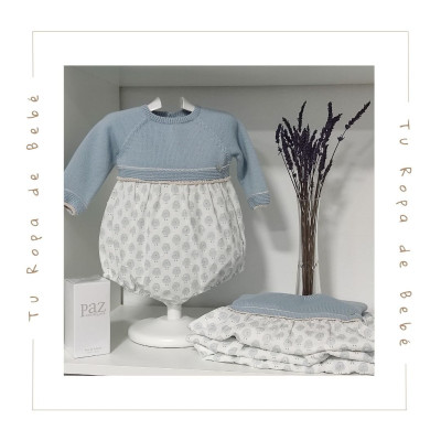 COLECCIÓN INVIERNO. Pelele corto bebé niño SOÑO Paz Rodríguez