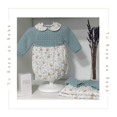 COLECCIÓN INVIERNO. Pelele corto bebé niño ZAFIRO Pangasa Baby