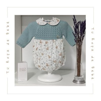 COLECCIÓN INVIERNO. Pelele corto bebé niño ZAFIRO Pangasa Baby
