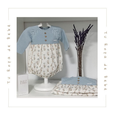 COLECCIÓN INVIERNO. Pelele corto bebé niño BUNNY LOVE Pangasa Baby