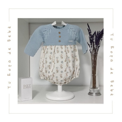 COLECCIÓN INVIERNO. Pelele corto bebé niño BUNNY LOVE Pangasa Baby