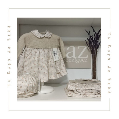 COLECCIÓN INVIERNO. Vestido con braga bebé niña STONE Martín Aranda