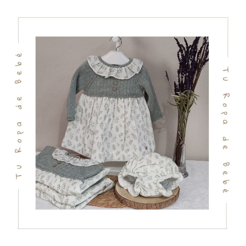 COLECCIÓN INVIERNO. Vestido con braga bebé niña SABBIA Martín Aranda