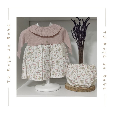 COLECCIÓN INVIERNO. Vestido con braga bebé niña FLEUR Martín Aranda