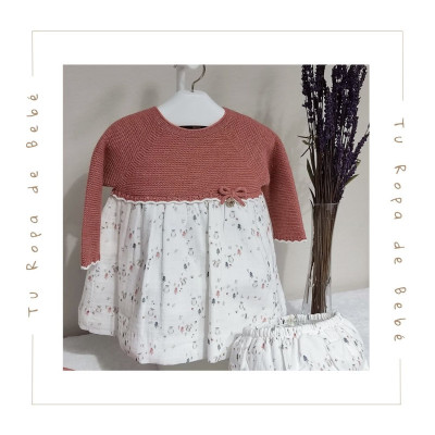 COLECCIÓN INVIERNO. Vestido con braga bebé niña FOREST Martín Aranda