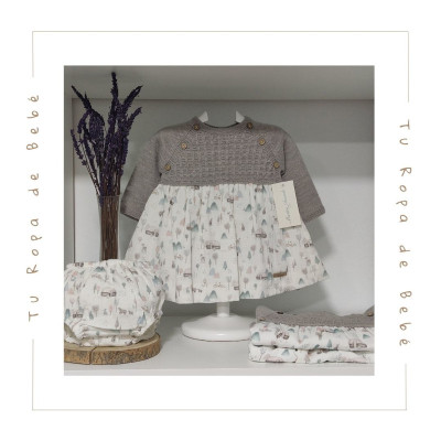 COLECCIÓN INVIERNO. Vestido con braga bebé niña TAUPE Martín Aranda