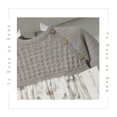 COLECCIÓN INVIERNO. Vestido con braga bebé niña TAUPE Martín Aranda