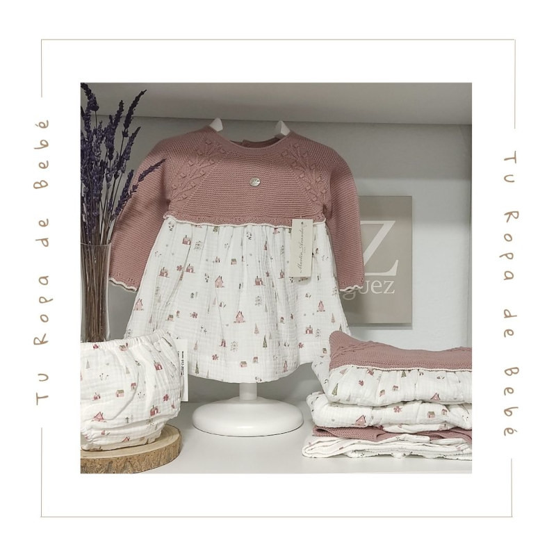 COLECCIÓN INVIERNO. Vestido con braga bebé niña GARDEN Martín Aranda