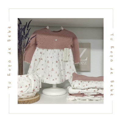 COLECCIÓN INVIERNO. Vestido con braga bebé niña GARDEN Martín Aranda