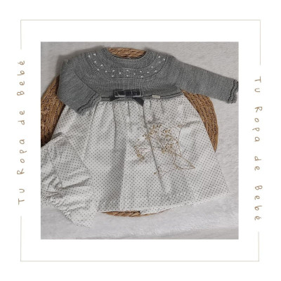 COLECCIÓN INVIERNO. Vestido con braga bebé niña Kiriki